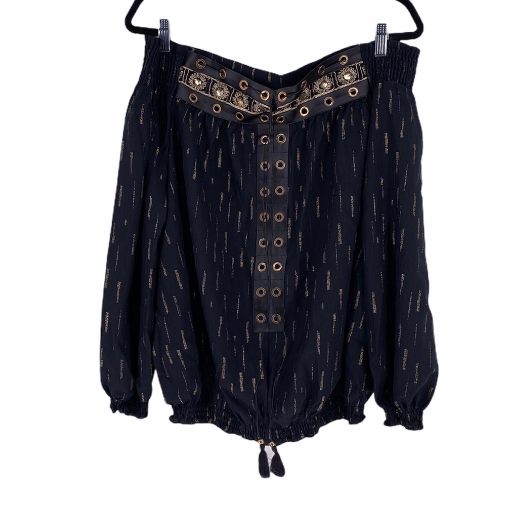 Black and Gold Off-The-Shoulder top Size XL